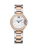 BALLON BLEU DE CARTIER. 28 MM. ROSE GOLD. STEEL. DIAMONDS