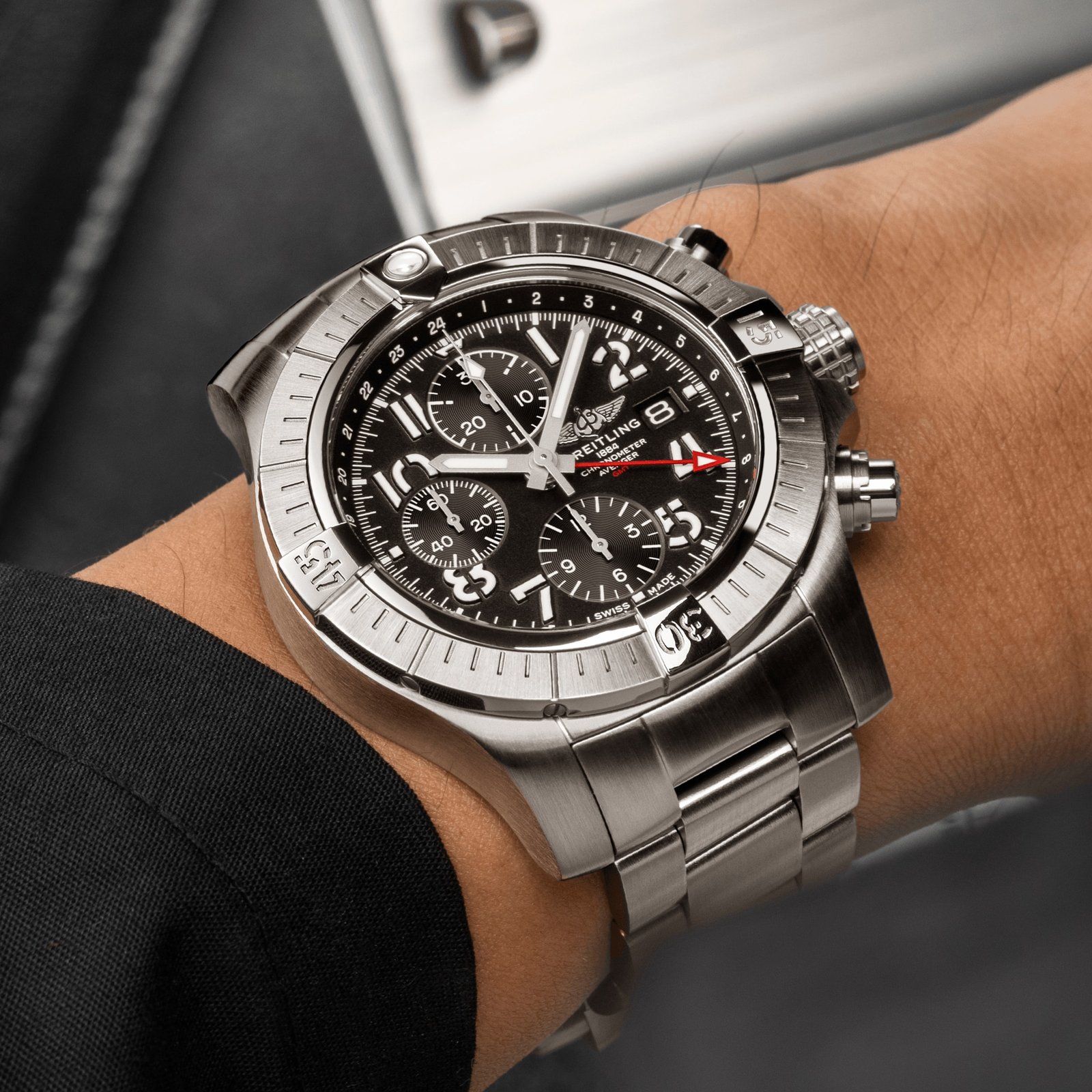 Breitling Avenger Chronograph GMT 45mm Mens Watch Stainless Steel-P17532200 - Image 5