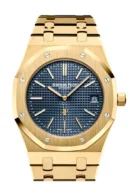 Audemars Piguet Royal Oak 39mm Blue dial with Petite Tapisserie pattern 18K Yellow Gold Extra-Thin Watch 15202BA.OO.1240BA.01 DCM