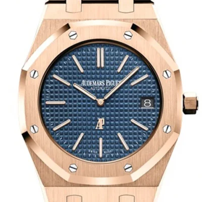 Audemars Piguet Royal Oak 39mm Blue Dial Extra-Thin 18K Pink Gold Watch 15202OR.OO.1240OR.01.A