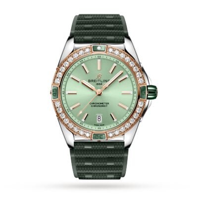 Breitling Super Chronomat Automatic 38 Green Stainless Steel & 18ct Rose Gold Rubber Strap-P17532166