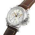 Panerai Luminor Flyback Chrono Brown Leather White Dial Watch PAM00654 - Image 4