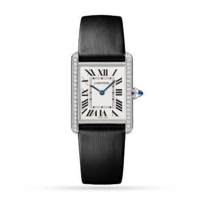 Cartier Tank Must watch. large model. quartz movement. Steel case. bezel set with 42 brilliant-cut diamonds-P17311176