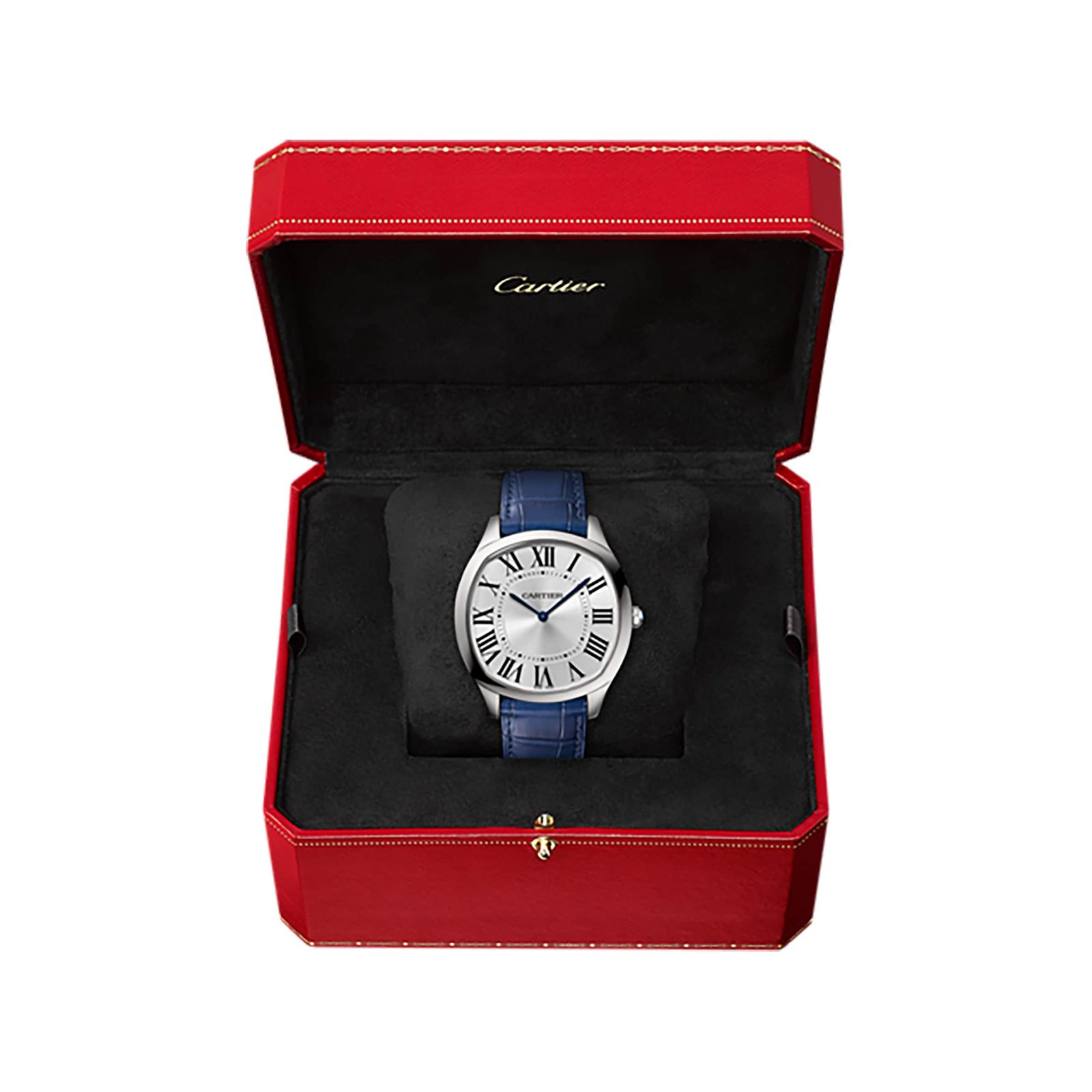 Cartier Drive De Cartier Extra-Flat Watch Large Model. Hand-Wound Mechanical Movement. Steel. Leather-P17310951 - Image 2