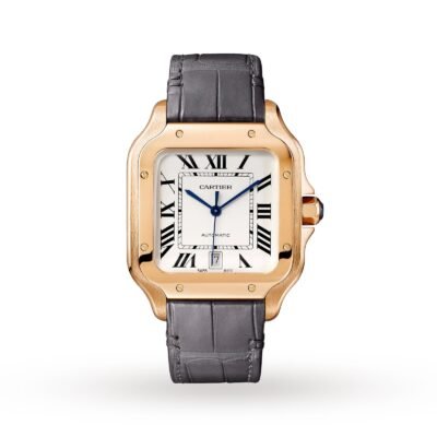 Cartier Santos De Cartier Watch Large Model. Automatic Movement. Pink Gold. 2 Interchangeable Leather Bracelets-P17310962