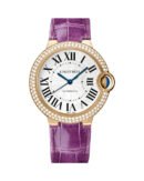 BALLON BLEU DE CARTIER. 36 MM. ROSE GOLD. LEATHER. SAPPHIRE. DIAMONDS